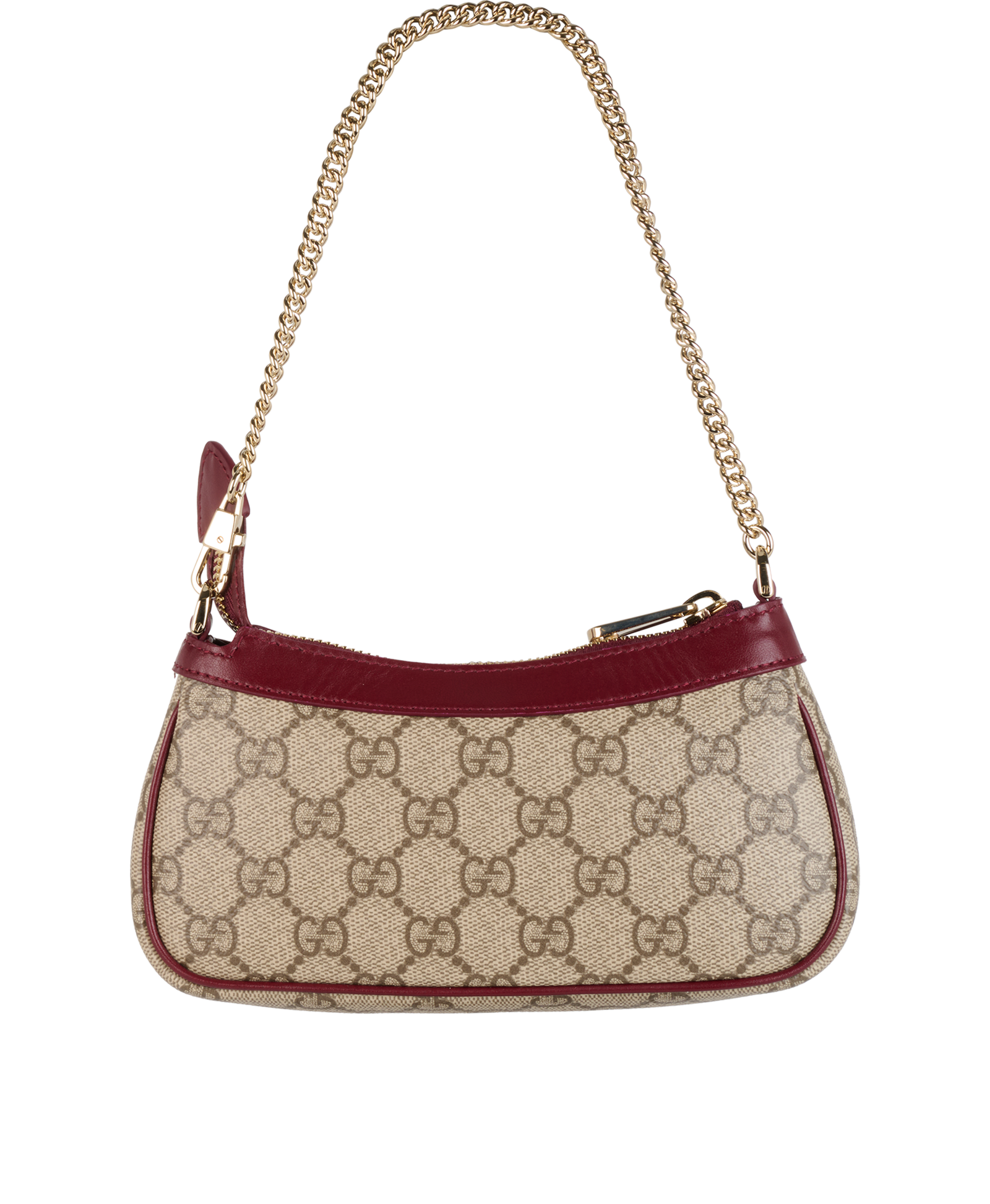 Panda GG Pochette, &pound;495, Handbags, Beige/Burgundy, Canvas/Leather, Back view